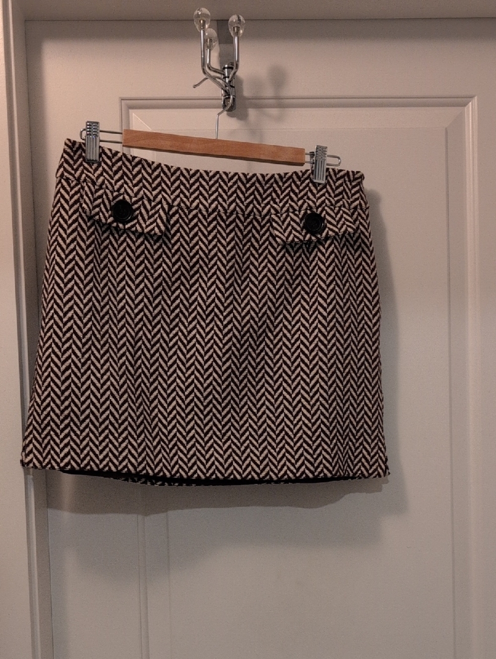 Michael Kors Chevron Mini Skirt in Brown and Cream